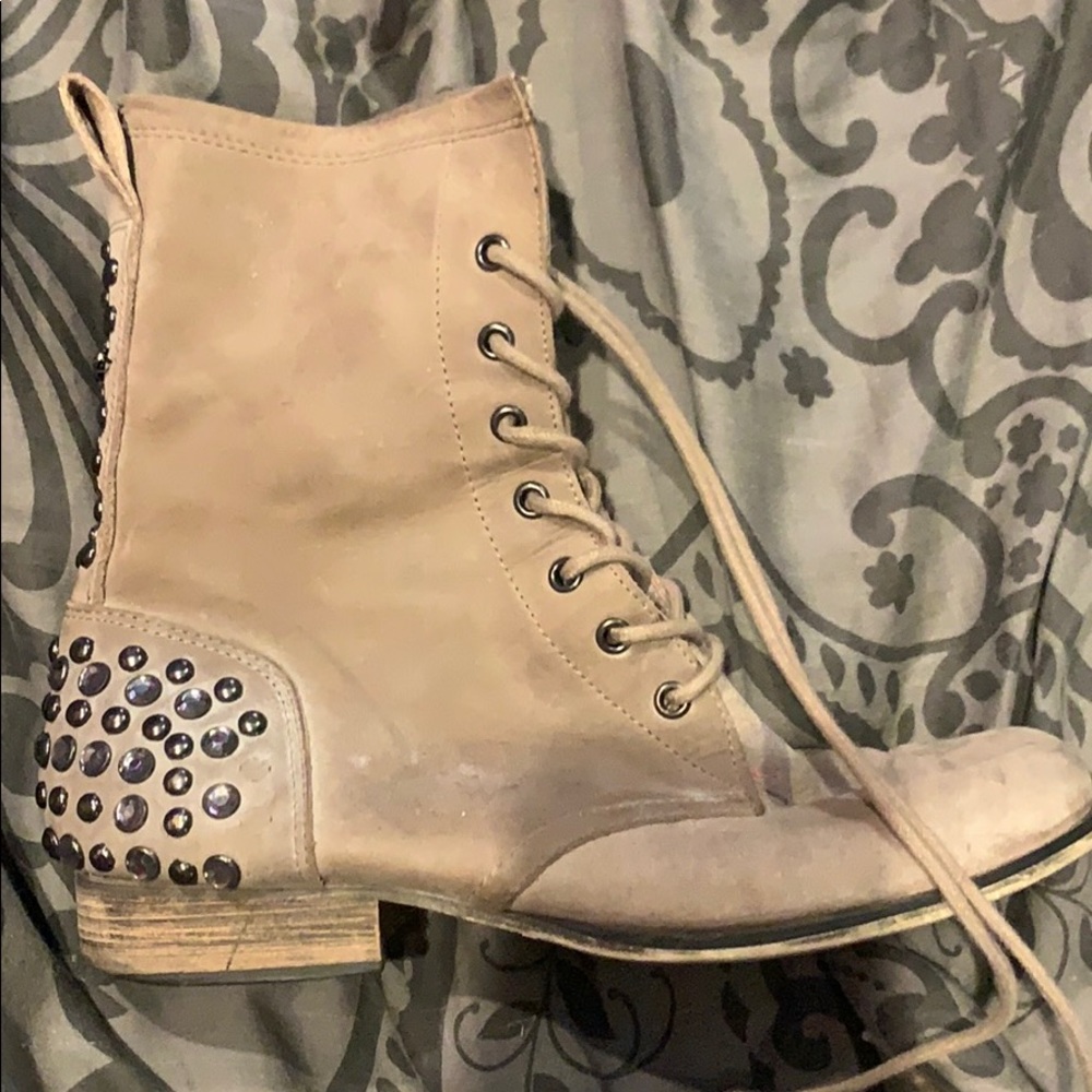 Gray combat boots